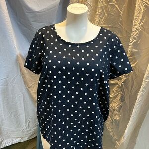 Faded Glory Blue Boxy Blouse with Polka Dots